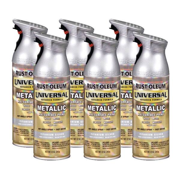 Rust-Oleum Universal 12 oz. Gloss Titanium Spray Paint (6-Pack)-DISCONTINUED