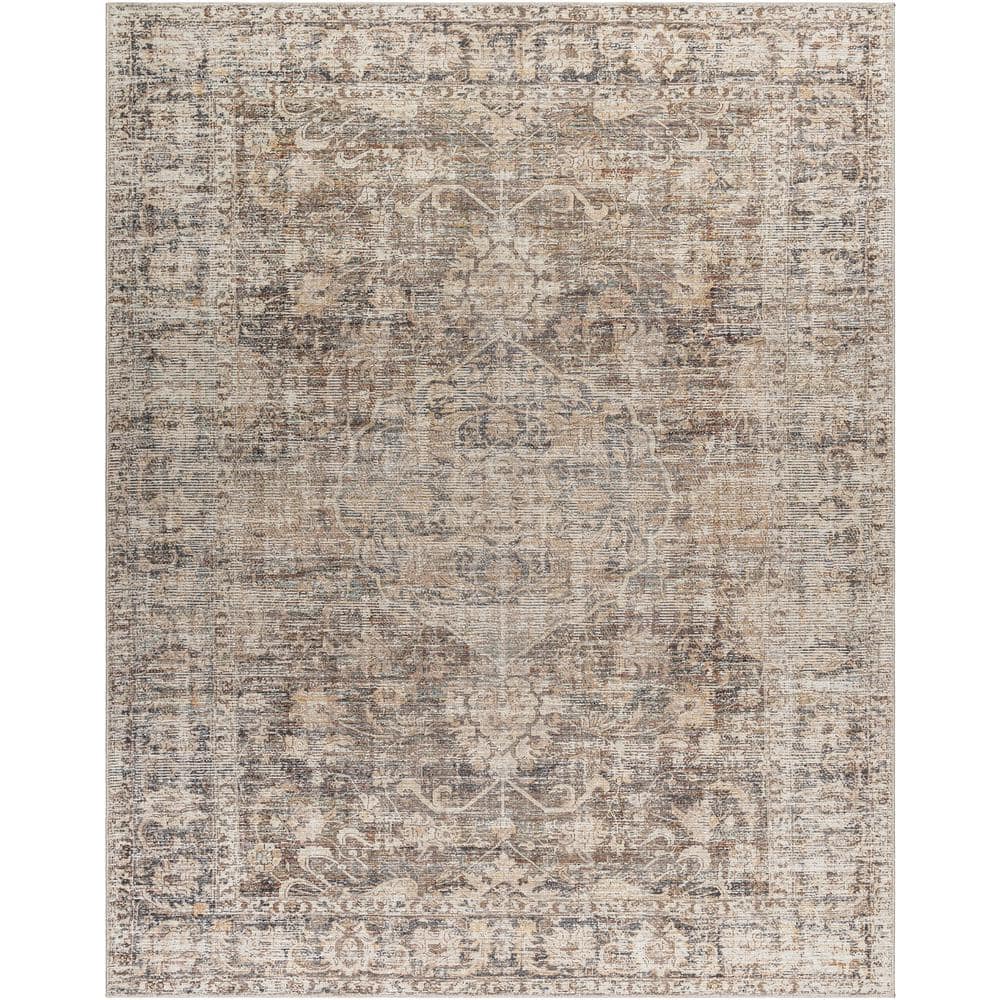 Marlene Vintage Medallion Black Synthetic Area Rug 5'2" x 7'