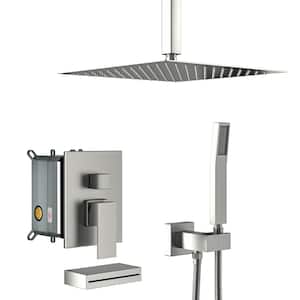 Ceiling Mount Single Handle 1-Spray Tub and Shower Faucet 1.8 GPM with Shower Head in. Brushed Nickel(Valve Included)