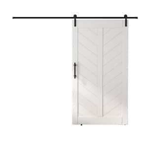 42 in. x 84 in. MDF Sliding Barn Door with Hardware Kit, Covered with Water-Proof PVC Surface, White, V-Frame