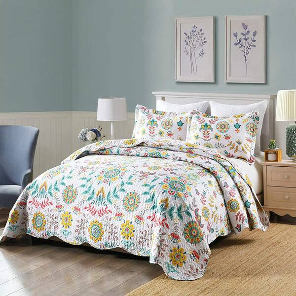 Palisades 3-Piece Multicolor Bohemian Cotton Full/Queen Quilt Set