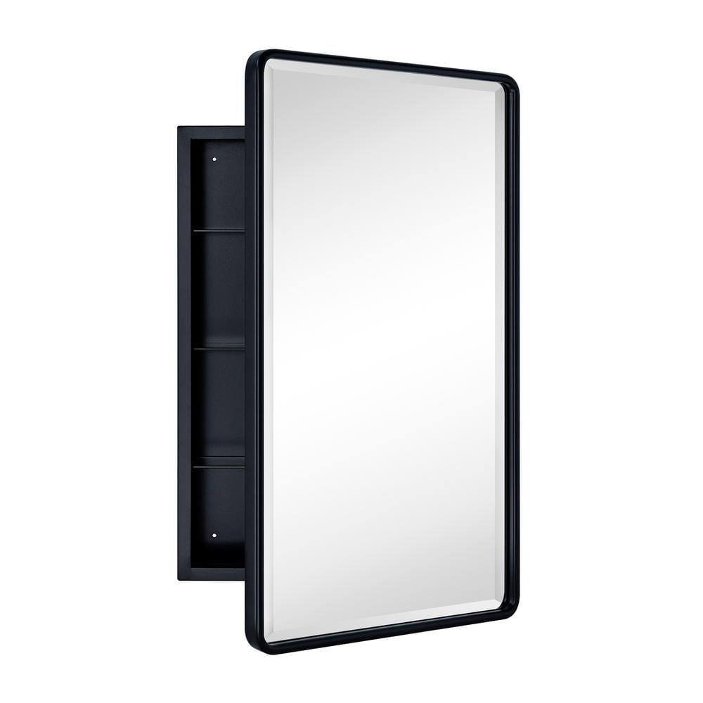 Eldee 16.5 in. W x 27.5 in. H Surface Mount Rectangular Metal Framed Bathroom Medicine Cabinet with Mirror in Matt Black price history on PriceWatchPro
