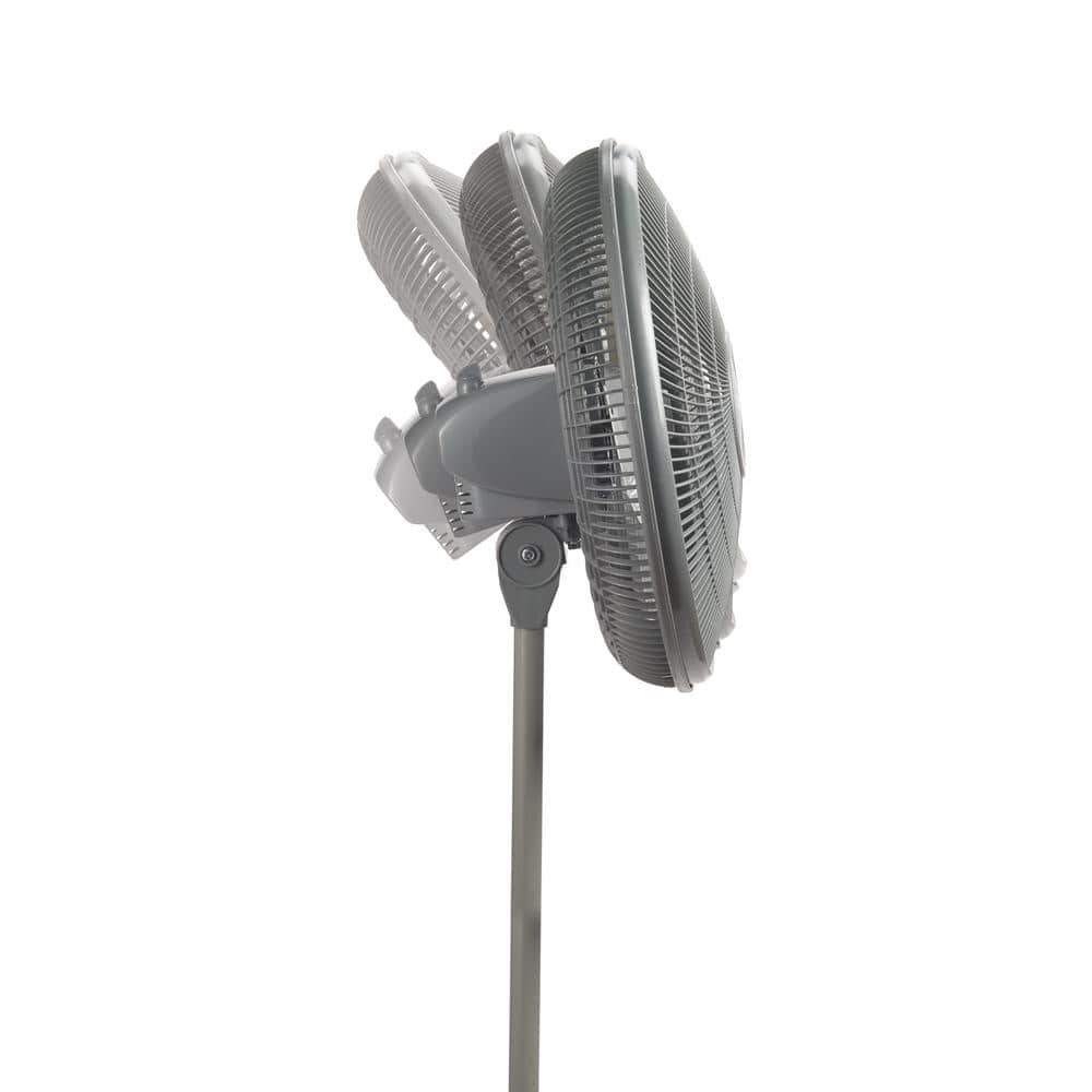 Gray Adjustable Height Oscillating Pedestal Fan with 16-inch Diameter