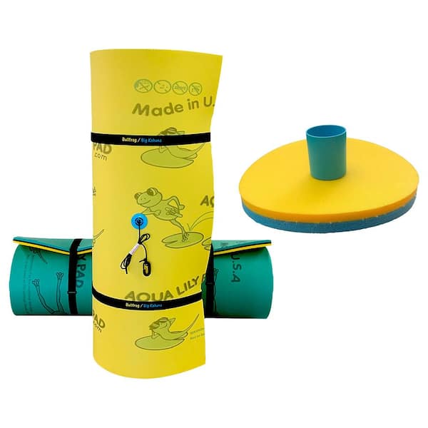 Aqua Lily Pad 12 ft. Water Playground Floating Island with 2-Floating Drink Caddies