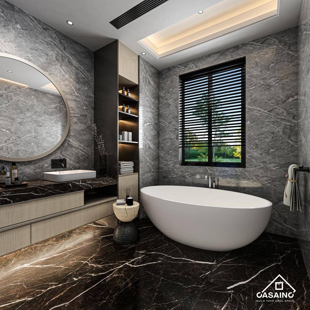 White Oval Freestanding Resin Soaking Bathtub