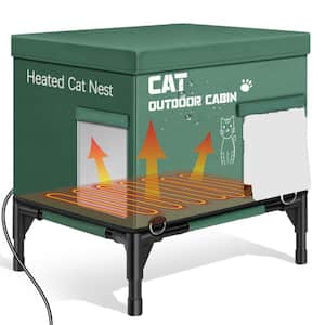 Heated Cat House for Outdoor Cat Outside Heated Cat Bed Cat Shelter Weatherproof Warm Home for Stray Feral Barn Cat