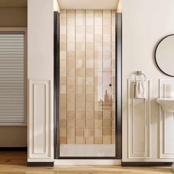 Matte Black Frameless Pivot Shower Door 6mm Clear SGCC Tempered Glass Explosion proof Film