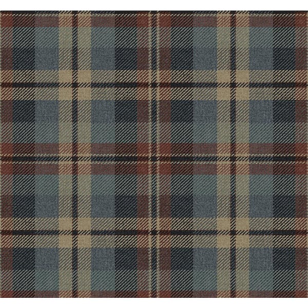 30.75 sq. ft. Americana Thornbury Tailored Plaid Vinyl Peel and Stick Wallpaper Roll