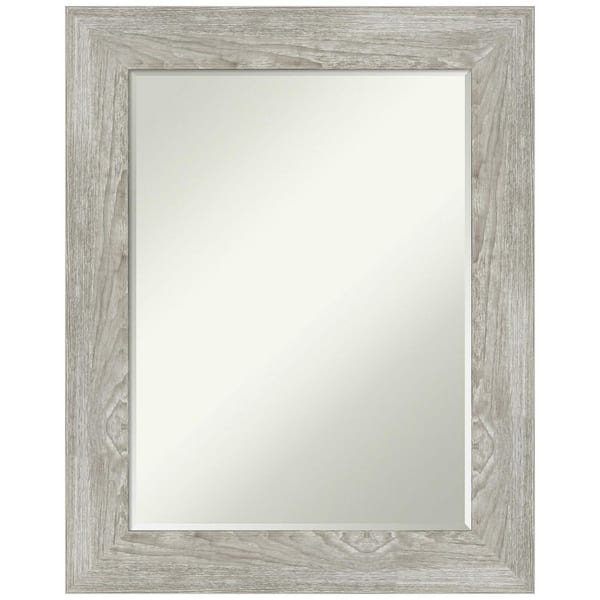 Amanti Art Dove Greywash 24 in. x 30 in. Petite Bevel Farmhouse Rectangle Framed Bathroom Wall Mirror in Gray
