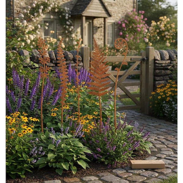 Unbrand Decorative Metal Flower Garden Stakes - Set of 5 Outdoor Yard &  Plant Art ENHD20251 - The Home Depot