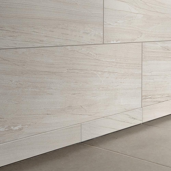 Malvera Cream Bullnose 3 in. x 24 in. Lappato Porcelain Wall Tile (44 lin. ft./Case)