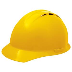 Vent 4 Point Nylon Suspension Slide-Lock Cap Hard Hat in Yellow