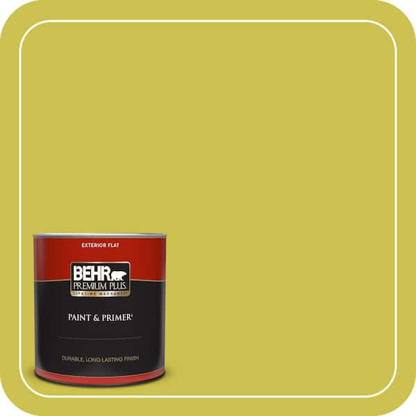 BEHR PREMIUM PLUS 1 qt. #P340-5A Cilantro Lime Flat Exterior Paint and Primer