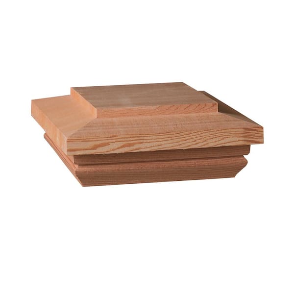 Unbranded Hatteras 4 in. x 4 in. Redwood-Stained Wood Flat-Top Post Cap
