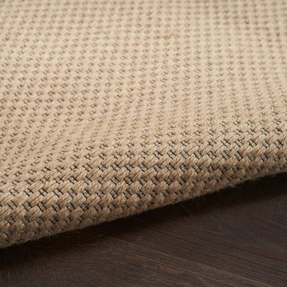 Natural Beige Flat Woven Geometric 5'3" x 7'3" Washable Rug