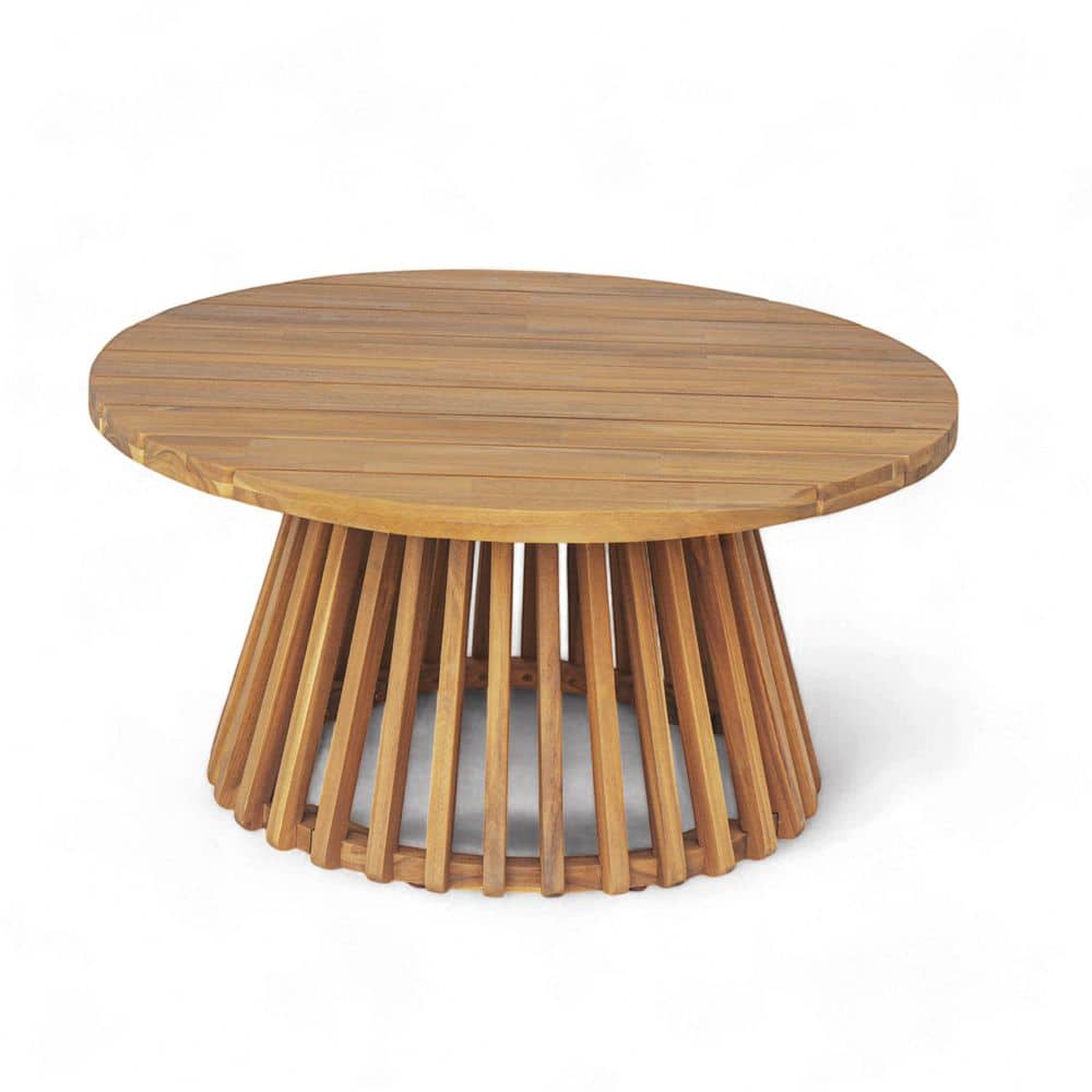 Teak Finish Round Wood Outdoor Coffee Table price history on PriceWatchPro
