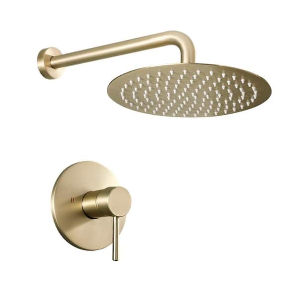 LORDEAR 10 in. 1-Spray Fixed and Handheld Ceiling Mount Shower Head 1.8 GPM Shower System in Gold