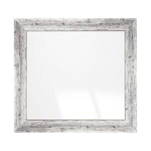 33 in. W x 33 in. H Weathered Timber Inspired Rustic White and Gray Sloped Framed Wall Mirror