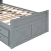 Harper & Bright Designs Gray Wood Frame Twin Size Platform Bed with Storage Headboard, Outlets, Twin Size Trundle and 3 Storage Drawers LHC190AAE-T