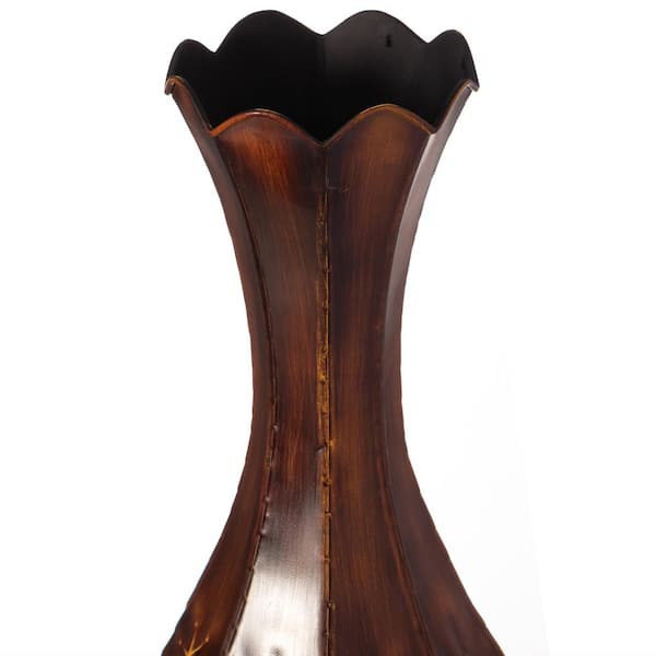 31 in. Brown Modern Decorative Textured Design Floor Flower Vase, for  Living Room, Entryway or Dining Room