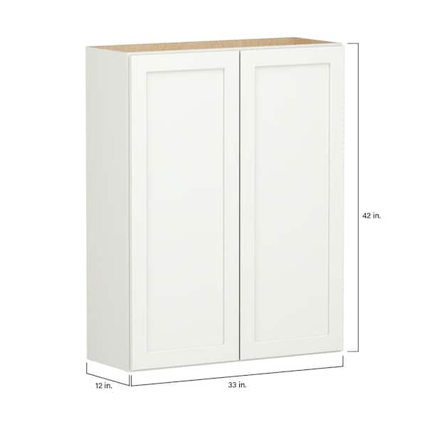 SIMPLY WOODMARK PRO Shaker Full Overlay 33 in. W. x 12 in. D x 42 in. H Plywood Assembled Wall Kitchen Cabinet in Linen White