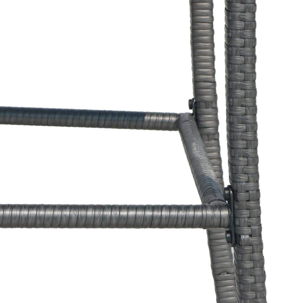 Sleek Grey Iron and Wicker 30" Outdoor Barstool Set