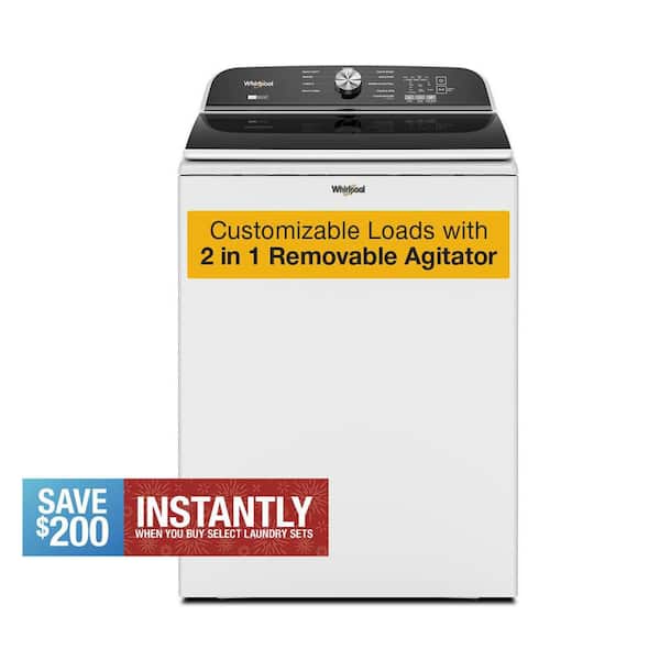 5.2- 5.3 cu.ft. Top Load Washer in White with Removable Agitator