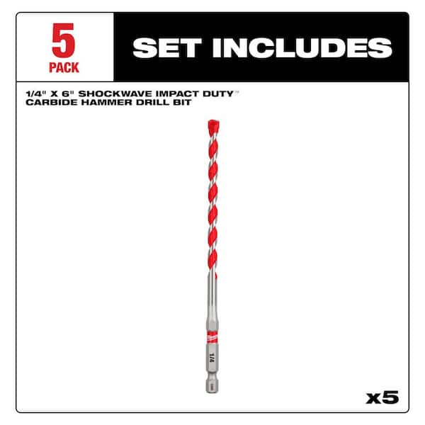 1/4 in. SHOCKWAVE Carbide Hammer Drill Bits (10-Pack)