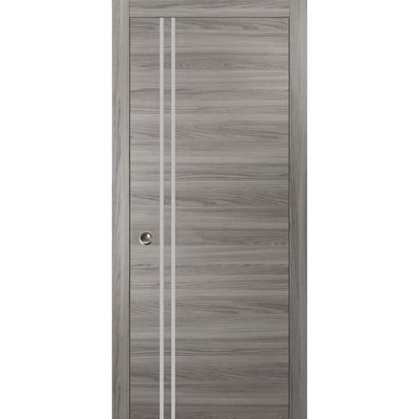 Sartodoors 42 in. x 96 in. 1 Panel Ginger Ash Finished Solid Wood with Honeycomb Sliding Door with Hardware