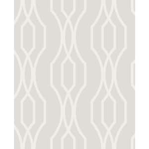 Coventry White Trellis Paper Strippable Roll (Covers 56.4 sq. ft.)