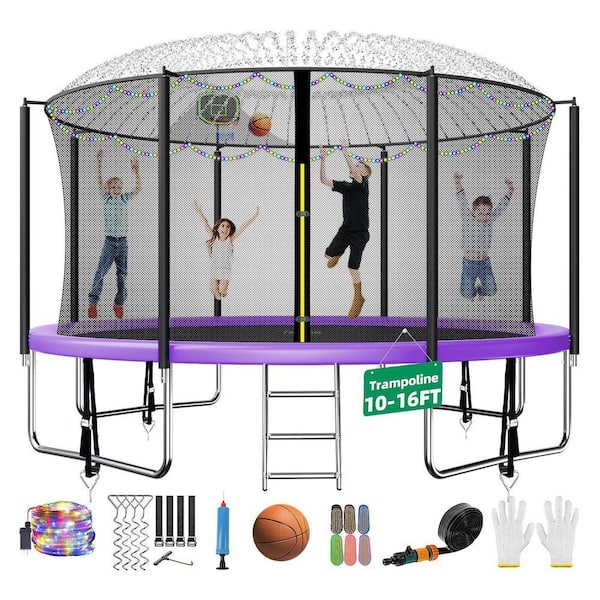 fiziti 14 ft. Round Backyard Trampoline Set with Basketball Hoop