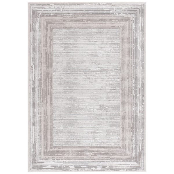 Parker 9 ft. x 12 ft. Taupe/Gray Ivory Border Distressed Area Rug