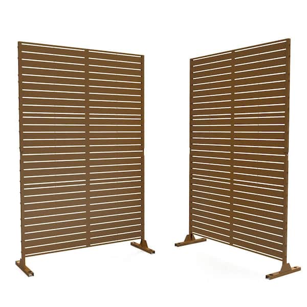 76 in. x 47 in. Privacy Metal Screen Garden Screen Panels in Brown (2-Pack)