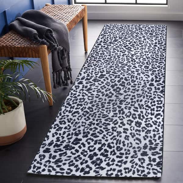 Faux Hide Ivory/Black 3 ft. x 8 ft. Machine Washable Animal Print Runner Rug