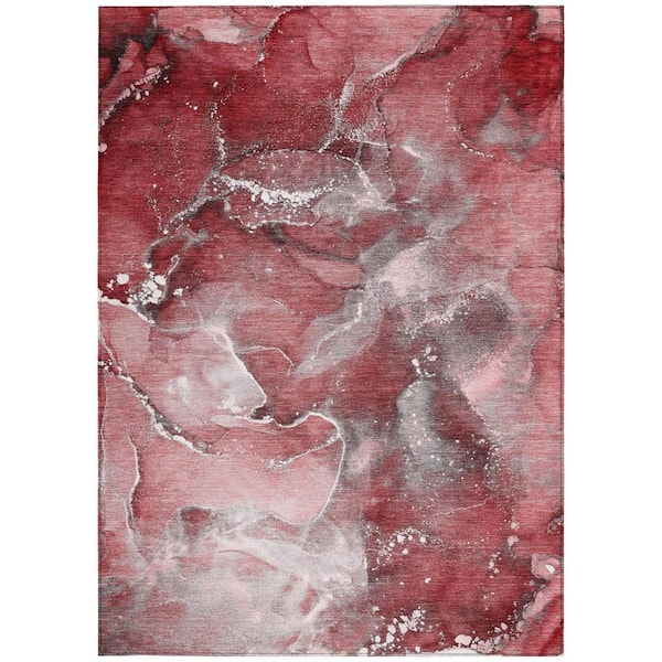 Merlot 3 ft. x 5 ft. Woven Abstract Polyester Rectangle Indoor/Outdoor Area Rug