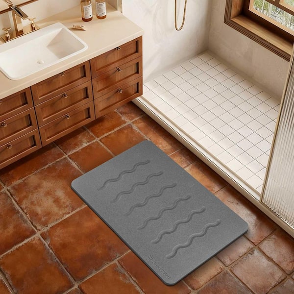 ilemong 15.35 in. x 23.62 in. Stone Bath Mat Diatomaceous Earth