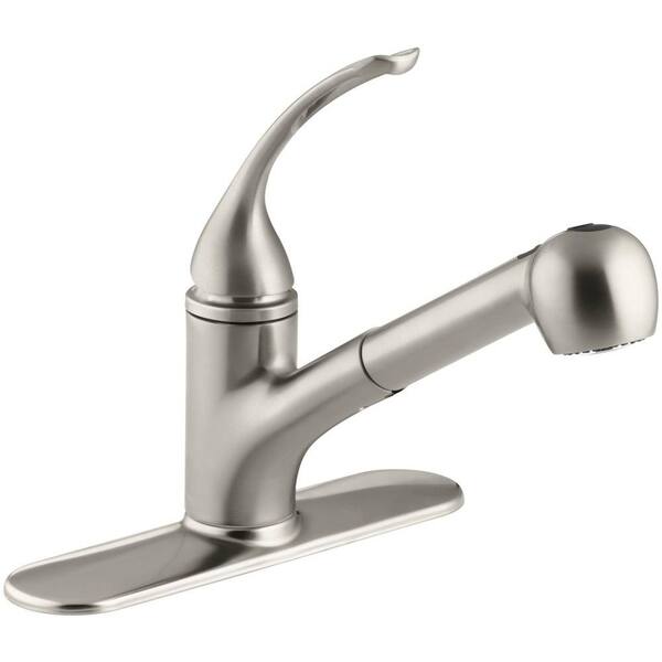 KOHLER Coralais Single-Handle Pull-Out Sprayer Kitchen Faucet In Vibrant Brushed Nickel