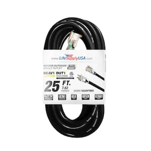 25 ft. 16-Gauge/26 Conductors SJTW Indoor/Outdoor Extension Cord with Lighted End Black (1-Pack)