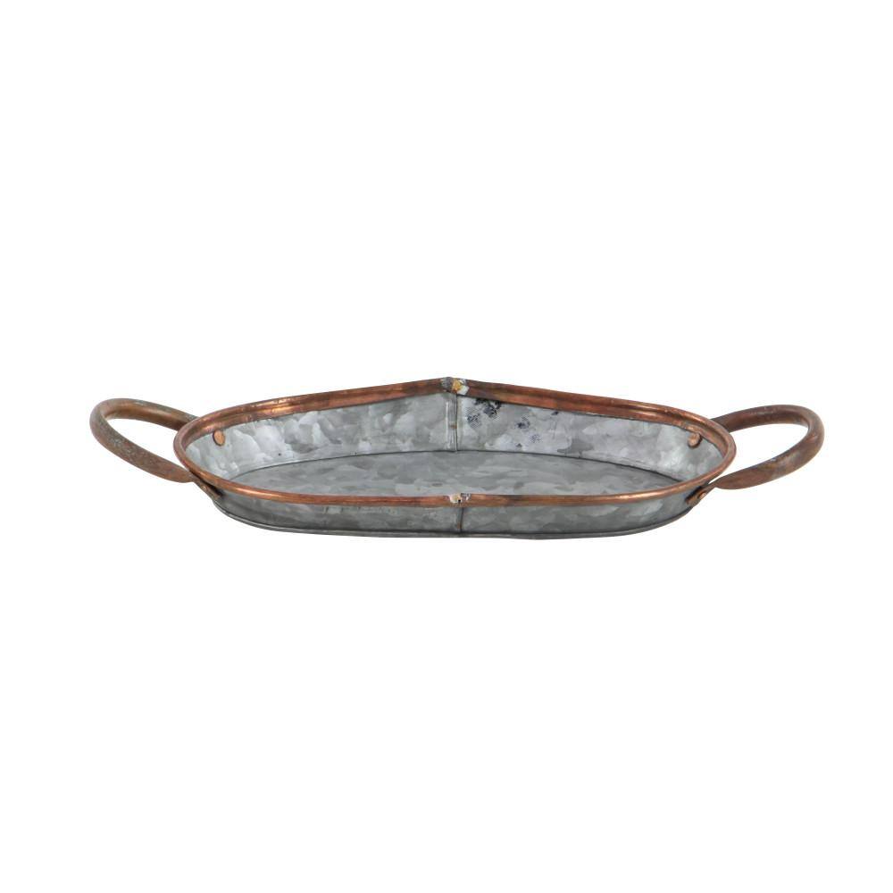 Set of 3 Oval Galvanized Metal Decorative Trays
