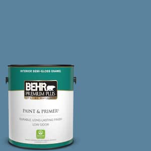 1 gal. #BIC-38 Honest Blue Semi-Gloss Enamel Low Odor Interior Paint & Primer