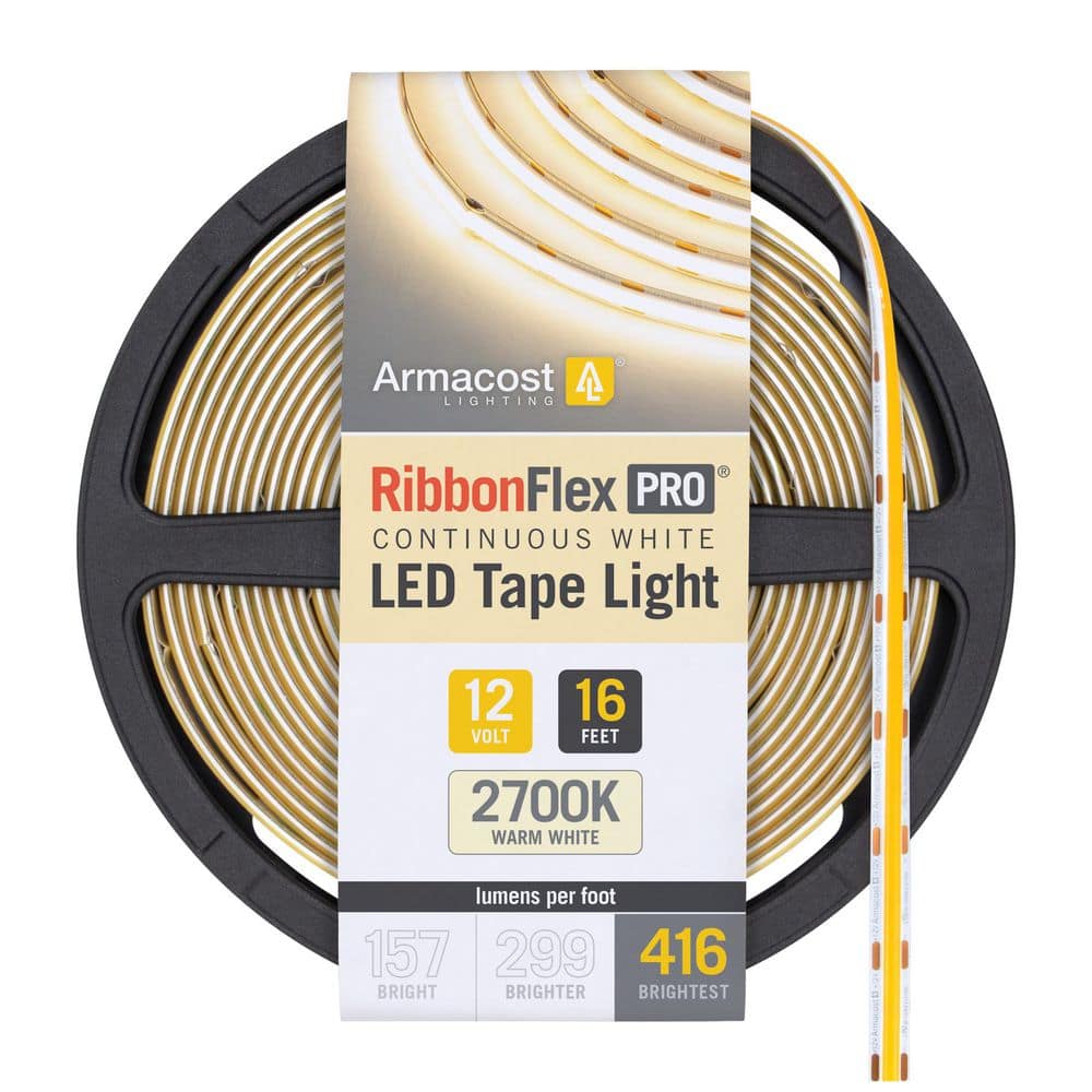 RibbonFlex Pro 16.4 ft. Hardwired 12V White Integrated LED COB Strip Light Tape 416 Lumens/ft, 2700K price history on PriceWatchPro