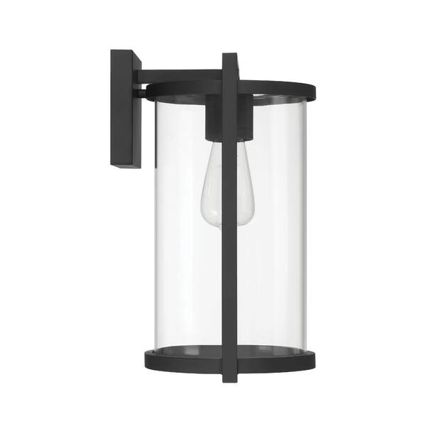 Hunter Fan Company - Hunter Astwood 1 Light Matte Black Cylinder Hardwired Outdoor Lighting for Foyer / Entry Way