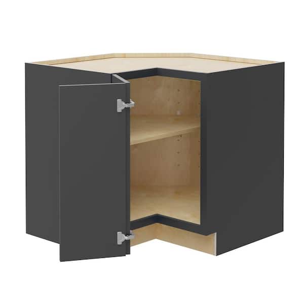 Home Decorators Collection Grayson 33 in. W x 24 in. D x 34.5 in. H Assembled Plywood Corner Easy Reach Base Kitchen Cabinet in Deep Onyx LH