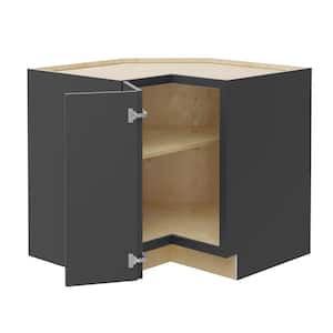 Grayson 36 in. W x 34.5 in. H x 24 in. D Deep Onyx Plywood Shaker Stock Assembled Corner Kitchen Cabinet Soft Close Left