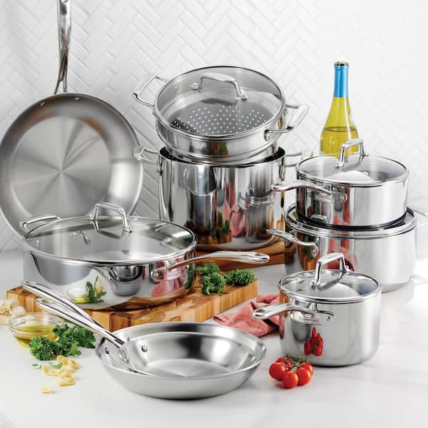 Tramontina 14 Piece Tri-Ply Clad Stainless Steel Cookware Set with