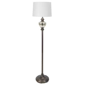 63 in. Redmond Glass Font Aged Pewter and Mercury Floor Lamp with Shade
