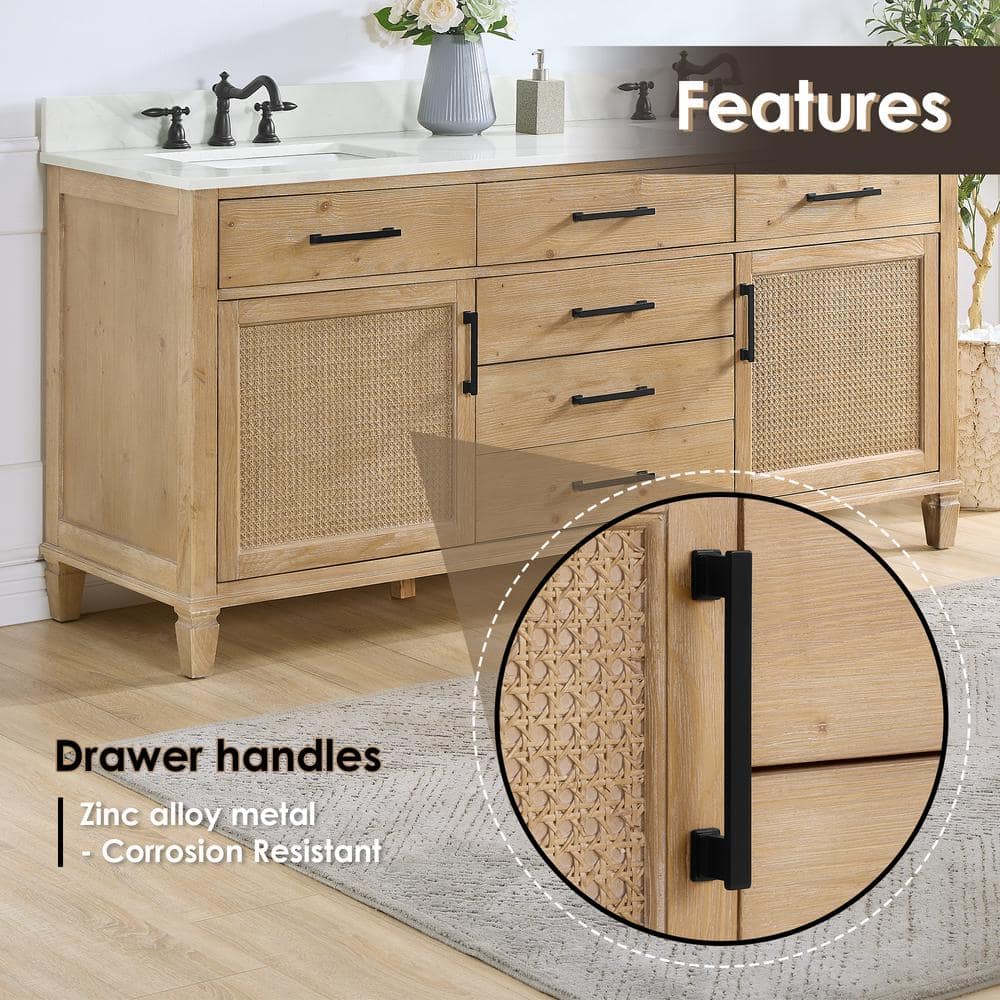 Solana 72" Weathered Fir Vanity with Calacatta Quartz Top