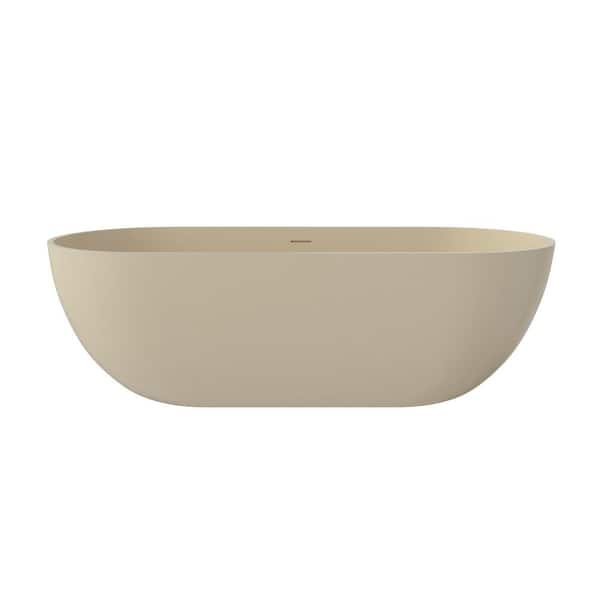 Kylie 69 in. x 29 in. Solid Surface Freestanding Bathtub Stone Resin Soaking Tub in Milky Coffee