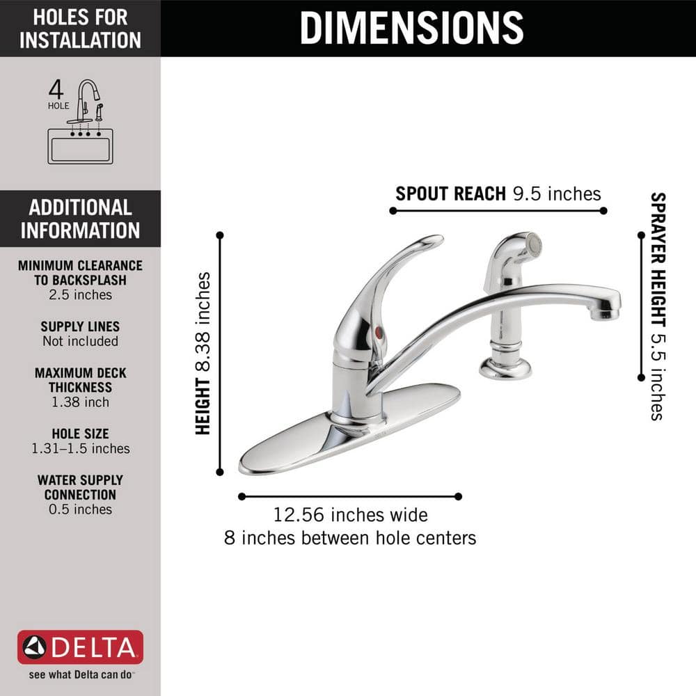 Chrome Single Handle Kitchen Faucet with Side Sprayer