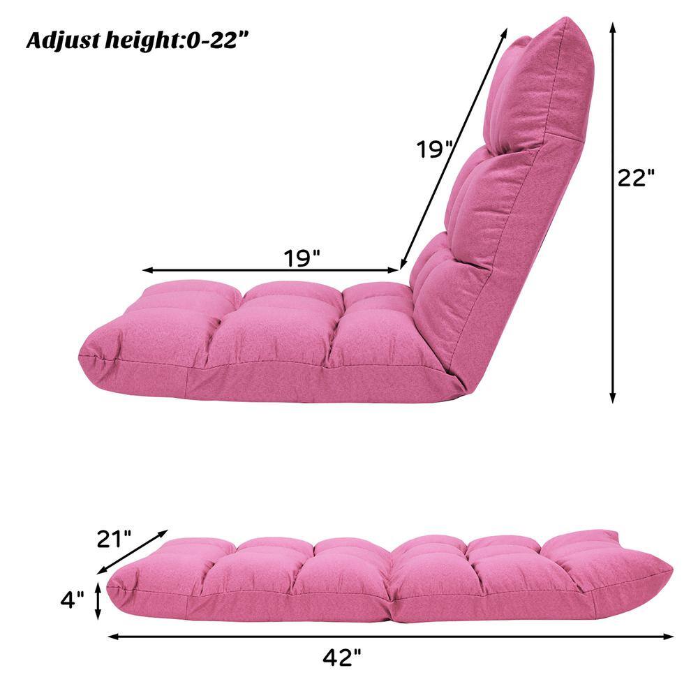 Pink Adjustable 14-Position Metal Frame Cotton Floor Chair